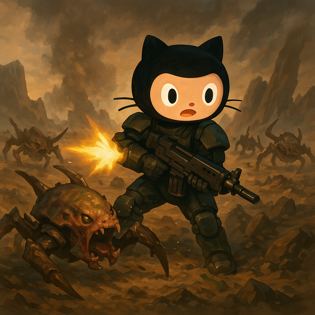 The GitHub octopus fighting on Helldivers 2 environment